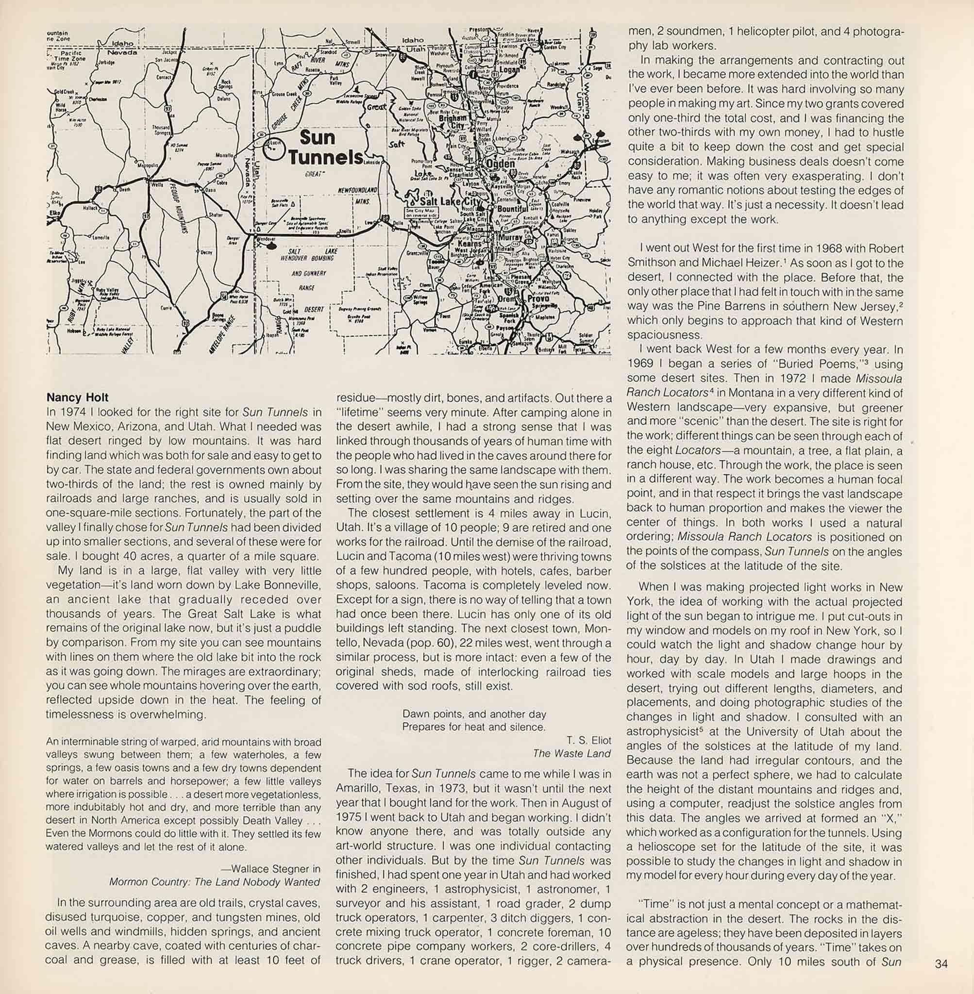 Magazine layout with map of utah in top left and small text elsewhere.