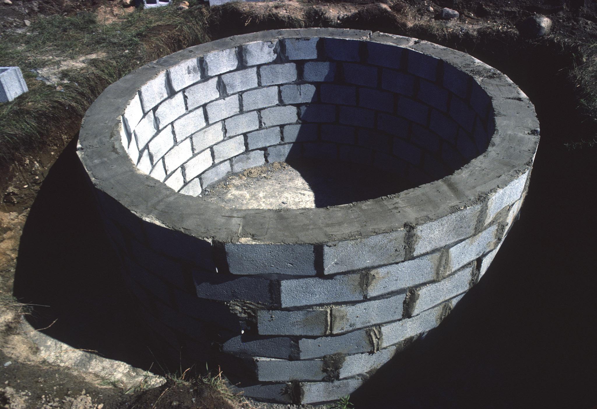 a ring of cinder blocks with mortar